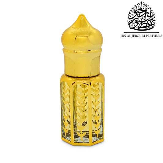 Abul Alamin Long-Lasting Oud Attar by Ibn Al Jebouri, 6 ML alcohol-free unisex perfume oil in a clear glass bottle