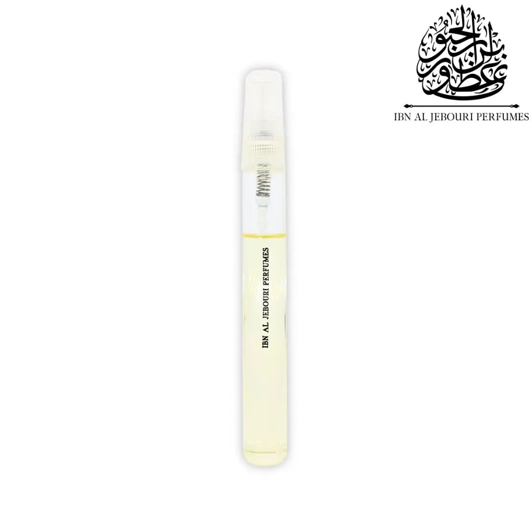 Amber perfume oil in a sleek glass bottle by Ibn Al Jebouri, available in 6ml, 12ml, and 20ml sizes, alcohol-free.