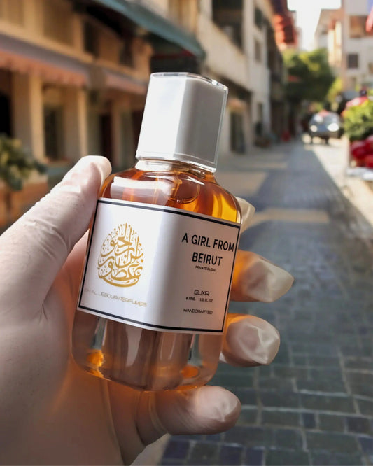 A Girl From Beirut elixir extrait de parfum bottle front view representing Lebanese inspired Ramadan 2026 fragrance trends