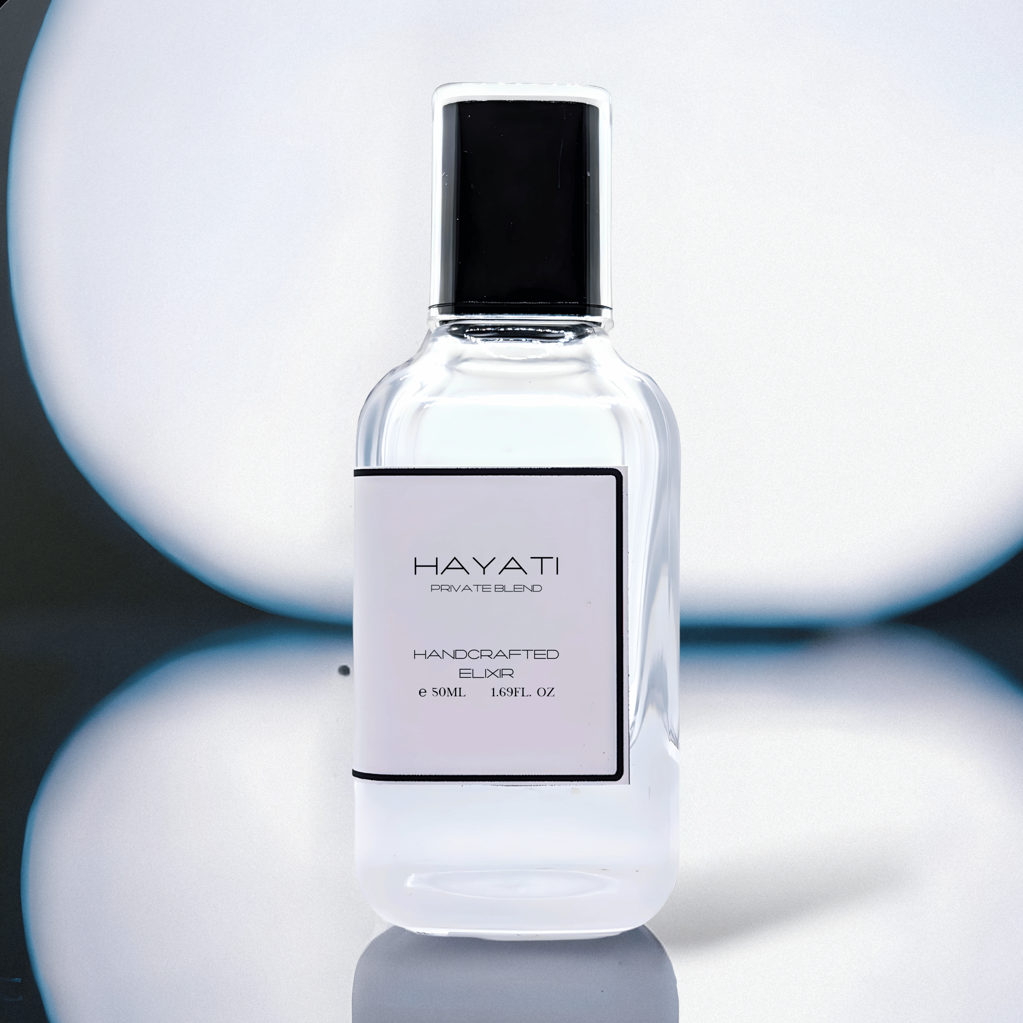 50ml Hayati Elixir Parfum bottle by Ibn Al Jebouri, featuring a fruity floral scent with bergamot and cedar notes.
